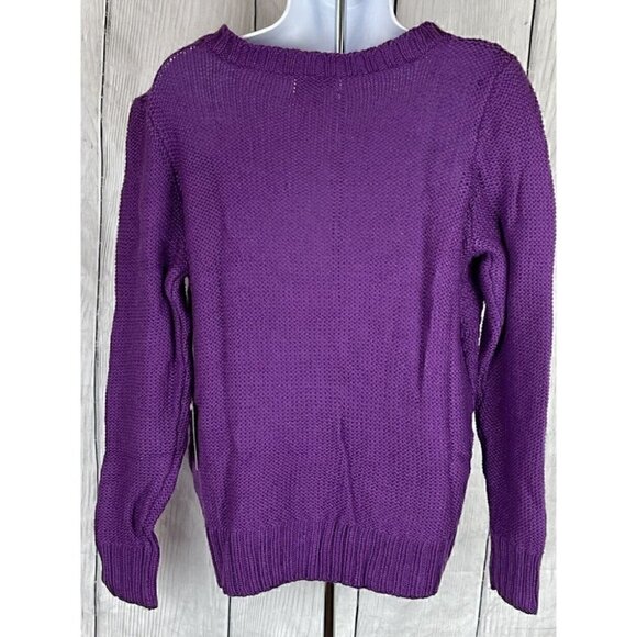 NWT St. John's Bay Womens L Long Sleeve Sweater Purple  Shimmer Threads V-Neck - Picture 5 of 7